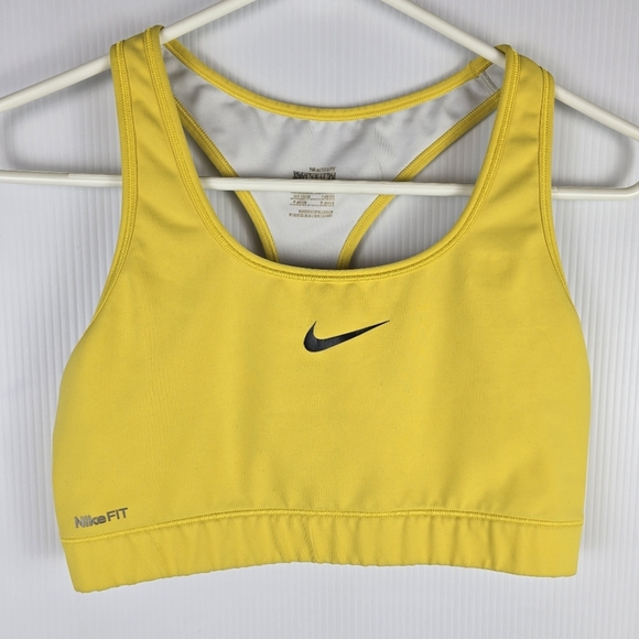 Nike Women's Gold Racerback Sports Bra Athlete Exercise Athleisure Size L - Picture 1 of 7
